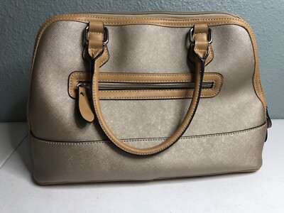 ❄️ Giani Bernini Gold Beige Leather Shoulder Tote Handbag Macys