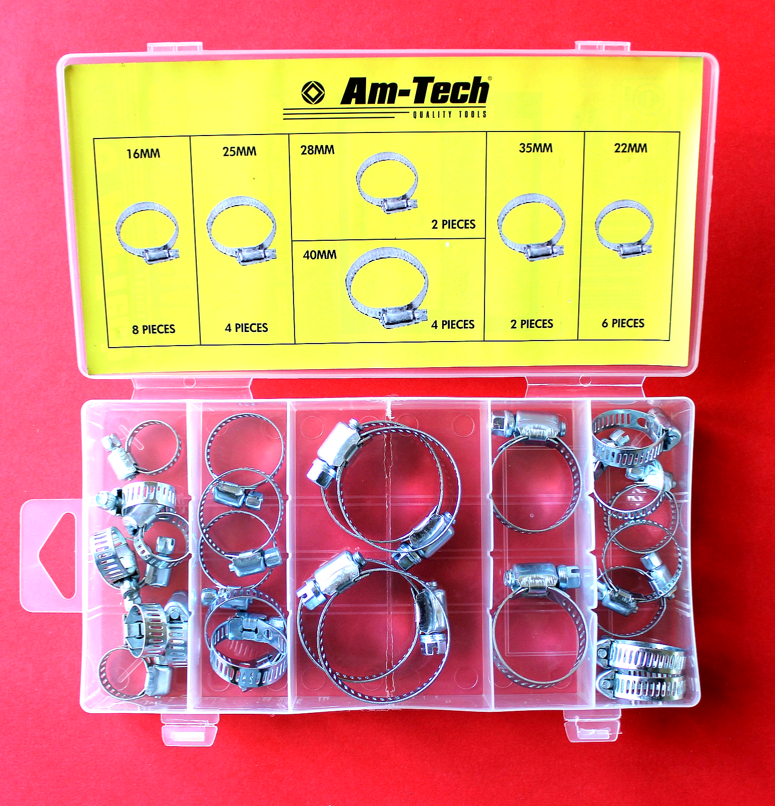 26 Piece Hose Clamp Assortment Jubilee Clamps 16mm,22mm,25mm,28mm,35mm & 40mm
