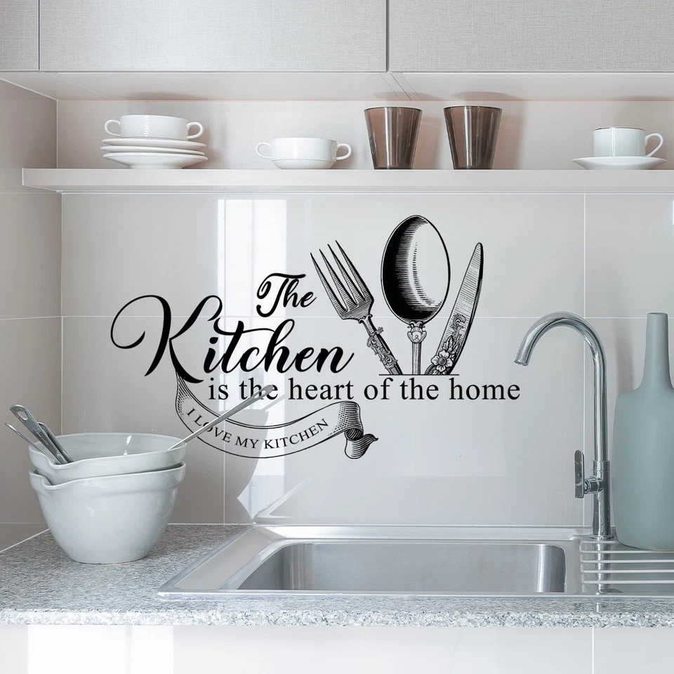Pegatina de pared desmontable para decoración de casa Kitchen is the Heart of Home Foto 3 de 4