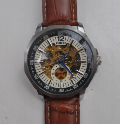 Goer - Glasboden - Automatic   - Herrenuhr - Werk läuft einwandfrei  m Lederband