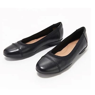 Clarks Collection Sara Bay Black Leather Ballet Flats - Size 7 | eBay