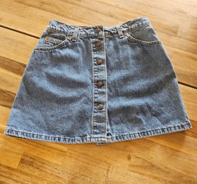 Levi's Vintage 90s White Tab Jean Denim Snap Closure Mini Skirt