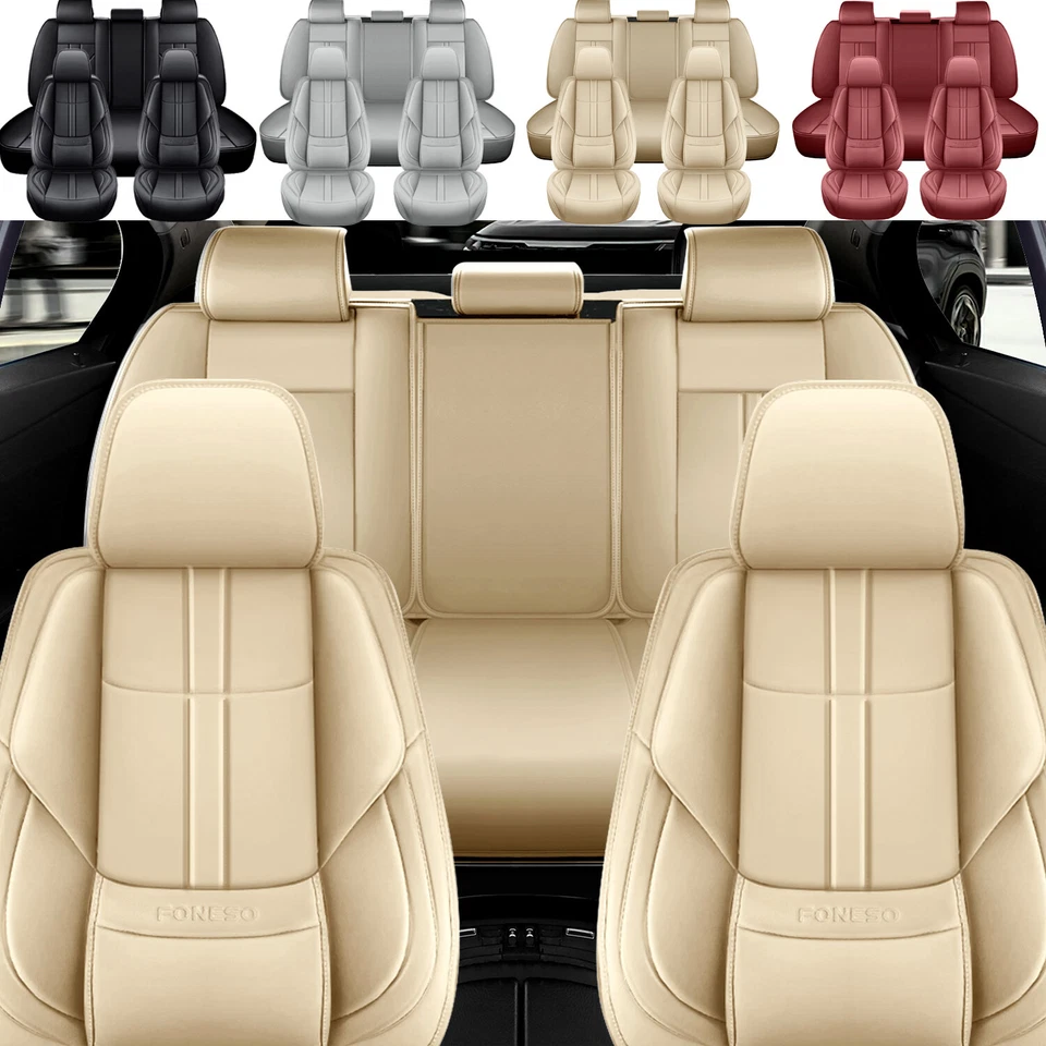 For Cadillac Nappa Leather Car Seat Cover Front Rear Full Surround 5Seat Protect Foto 2 de 4
