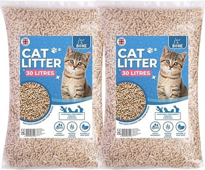  2 x 30L Cat Litter -Ultra Absorbent Biodegradable Wooden Pellets, Natural Scent