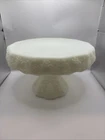 Vintage Milk Glass Cake Stand With Grape Pattern. 6.75Hx10Wx10L