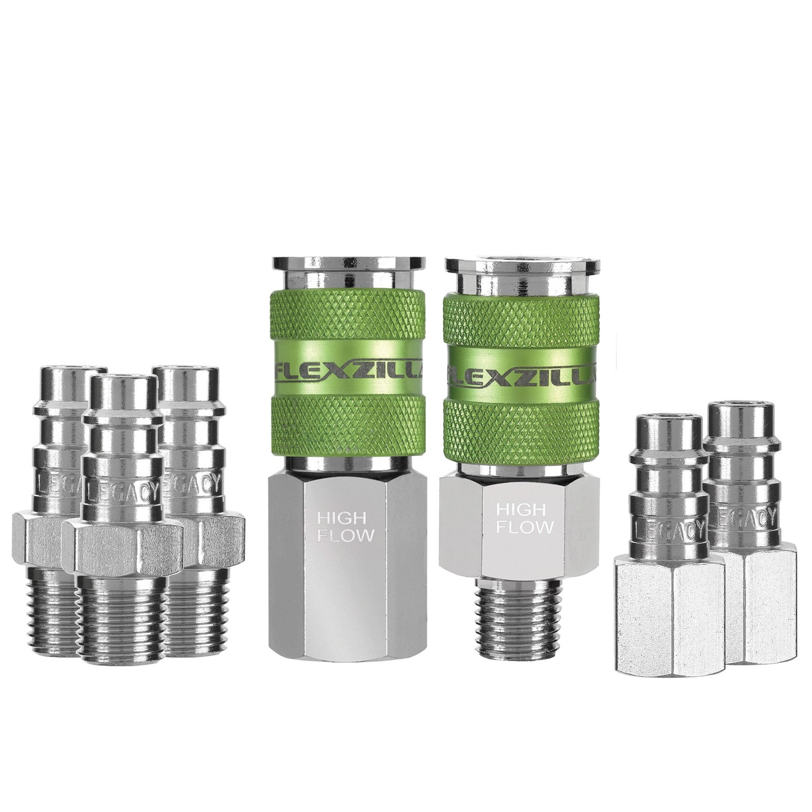 7 Pc. ¼" NPT Flexzilla Pro High Flow Interchange Coupler and Plug Kit 3 Count