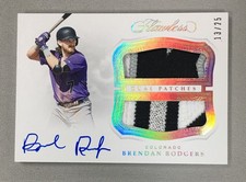 Brendan Rodgers 2019 Panini Flawless Dual Patch On Card Auto Silver /25 ROCKIES
