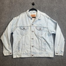Vintage Levis 70507-0313 Denim Trucker Jacket Mens XL Light Wash 90s USA Made