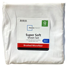 Mainstays: Super Soft Brushed Microfiber Bed Sheet Set, White Size Queen