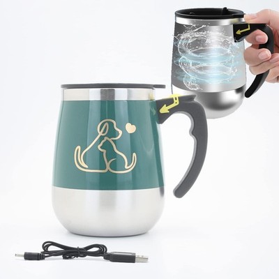 Rechargeable Self Stirring Mug - Magnetic Electric Auto Mixing Stainless Stee...