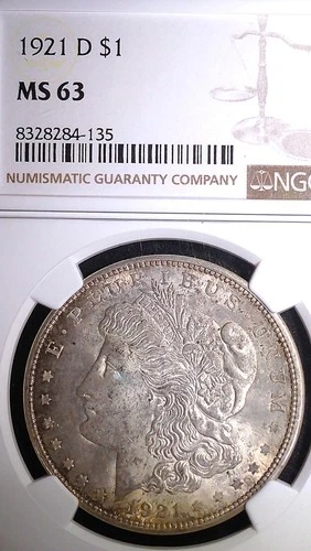 1921-D Denver Morgan Silver Dollar $1 NGC MS63 (135)