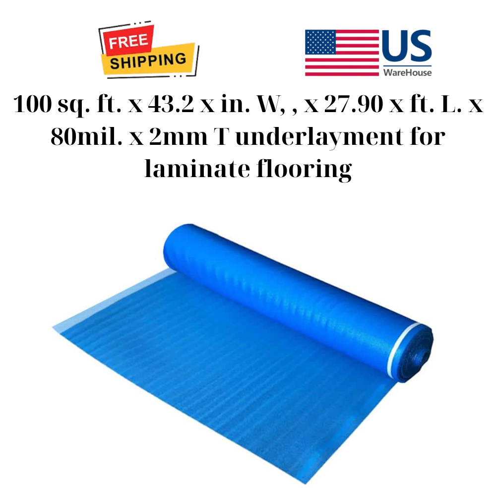 100 sq ft x 43.2 in W x 27.9 ft L 80mil 2mm thick underlayment