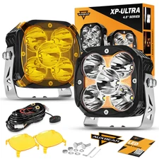 AUXBEAM 4.5" 15200LM LED Driving Lights Pods Spotlights Amber DRL Work Fog Lamps