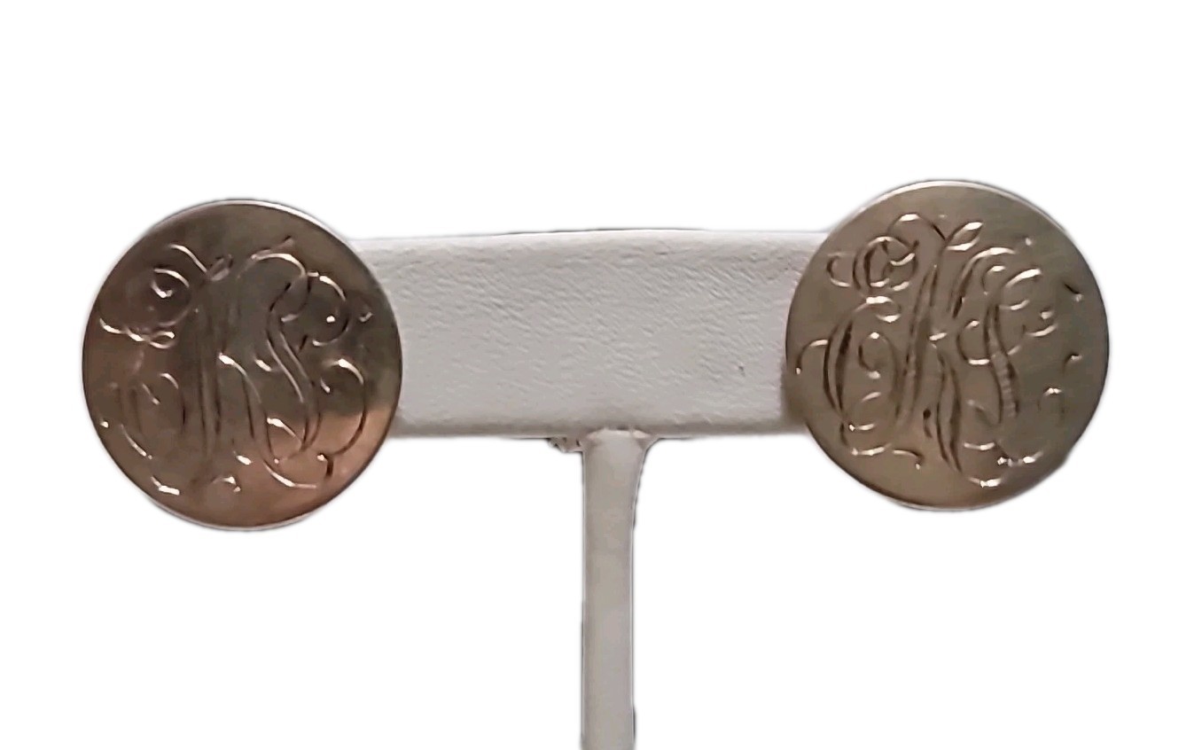 Sterling Silver Round Initial Monogram EKS Engrav… - image 2