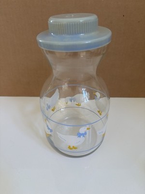 Vintage Jar Libbey Glass Country Geese  Storage 9  Canister with lid