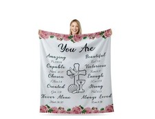 Christian Gifts for Women Scripture Blanket 60"x50" , Pink White YOU ARE NEW