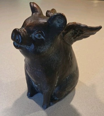 When Pigs Fly Ceramic Bronzed Winged Pig 