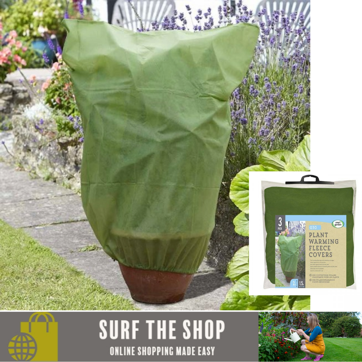 Smart Garden Plant Warming Frost Protect Fleece Cover Jacket 3pk Large 2m x 1.5m