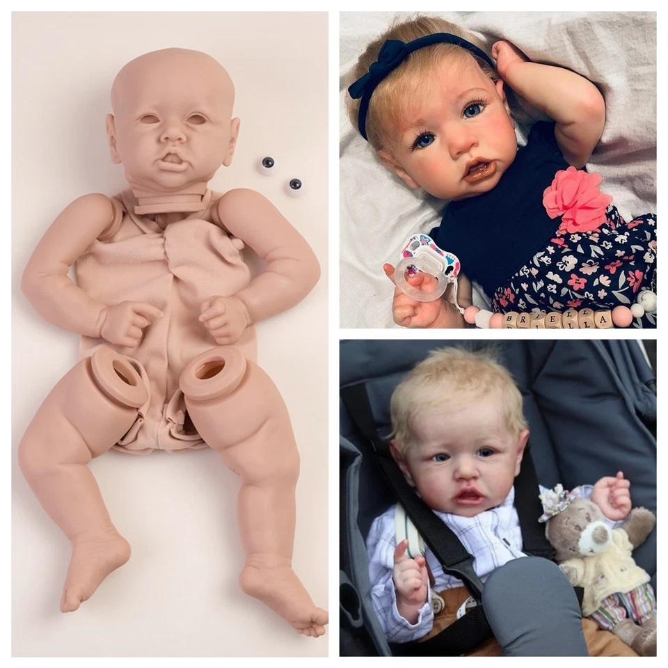 PYD 22" Unpainted Realistic Reborn Doll Kit Vinyl Silicone Newborn DIY Repair Parts