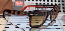 New Ray Ban Bio-Based RB2140 Wayfarer Sunglasses Striped Red w/ Brown Gradient