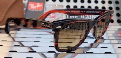 New Ray Ban Bio-Based RB2140 Wayfarer Sunglasses Striped Red w
