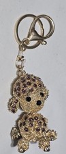 2 " Sparkling Keychain Ring Purse Charm Purple Poodle Dog Crystals Rhinestone