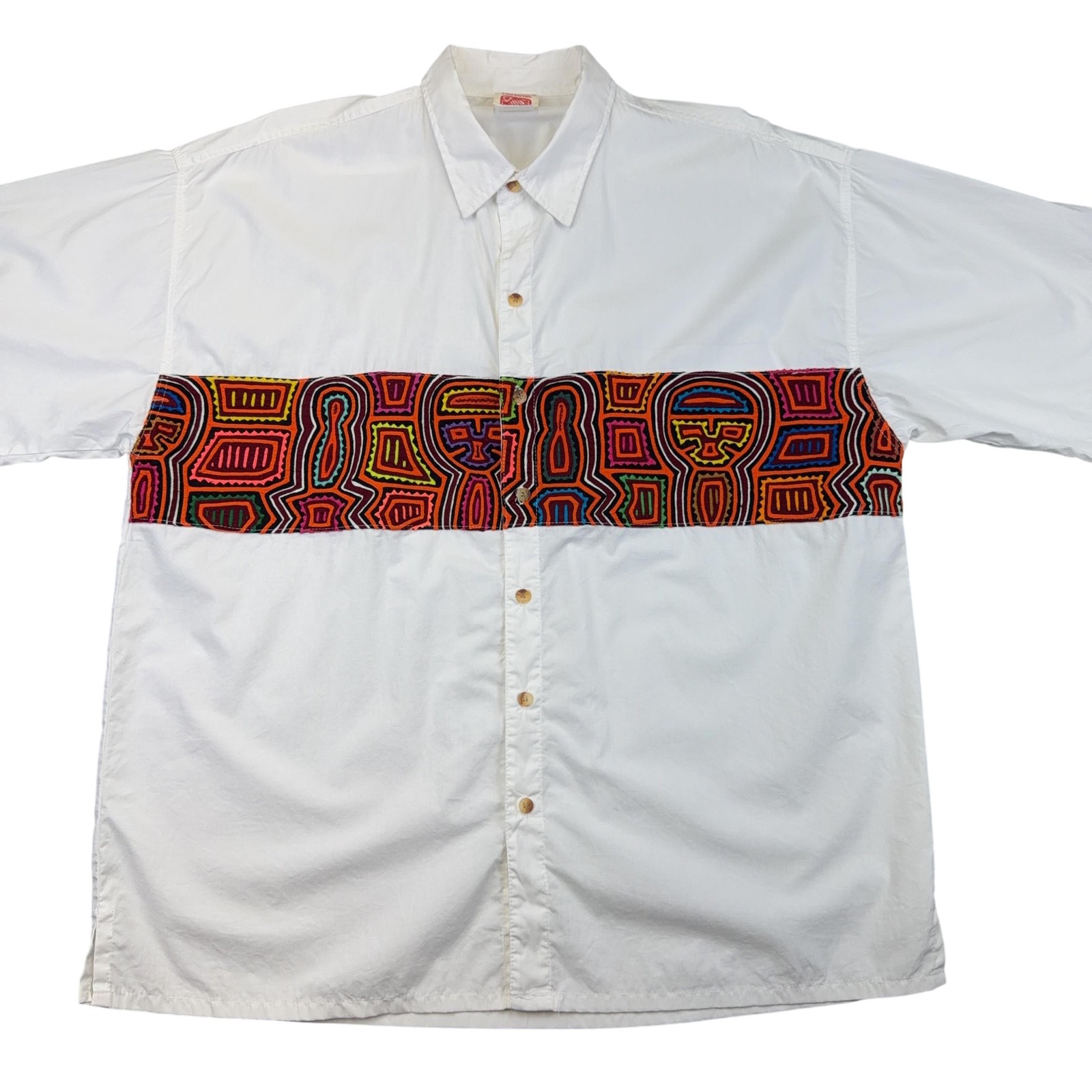 Camisa My Name Is Panamá Para Hombre XL Blanca Bordada Manga Corta Abotonada 542074