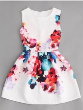 JUSTYLE Fit & Flare Dress Floral White Multicolor Sleeveless Short