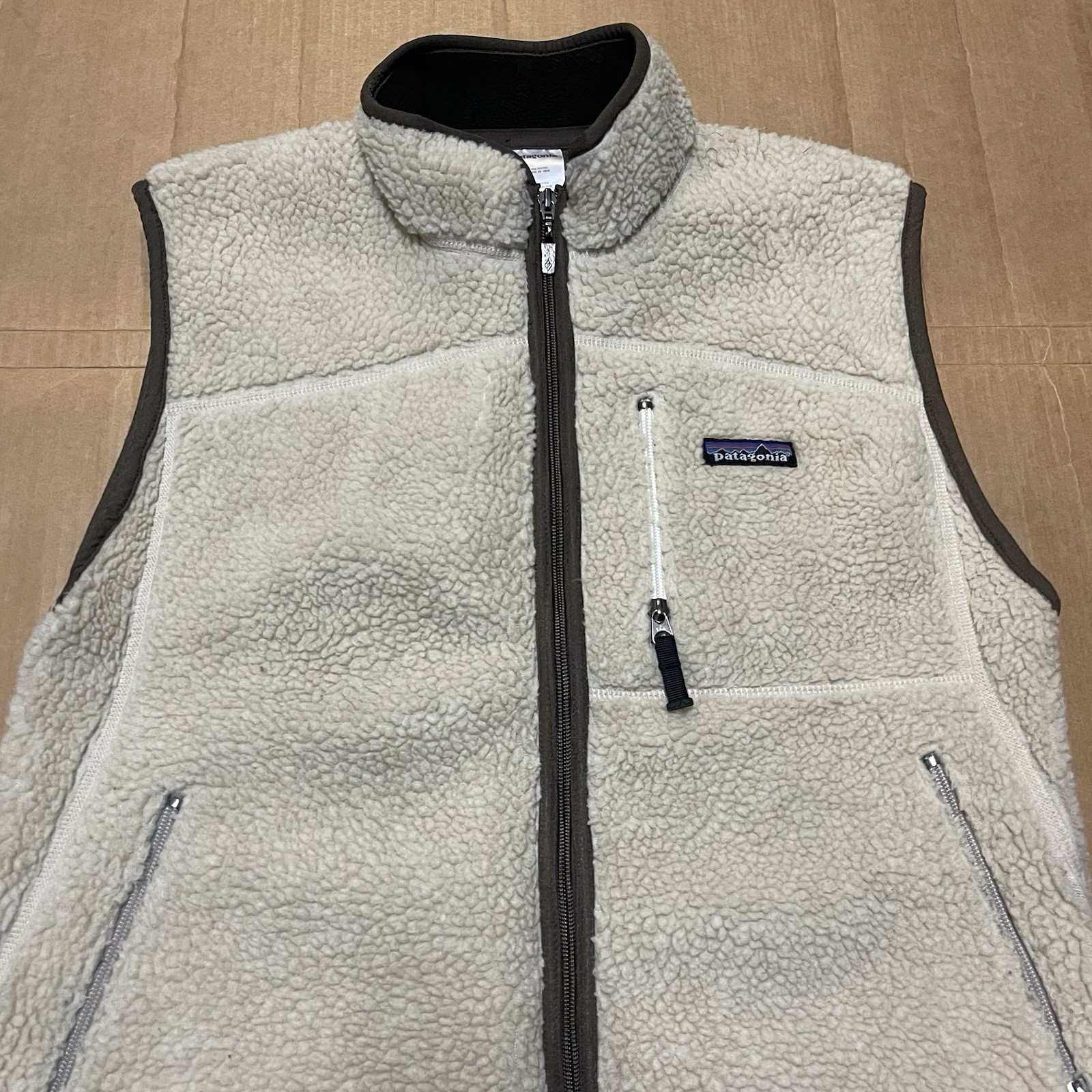 Patagonia Retro Fleece/Sherpa Vest Natural Deep Pile Cream Brown Men's Sz L