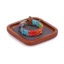 Wooden Jewelry Display Tray Rounded Rectangle Ring Showcase Stackable Elegant