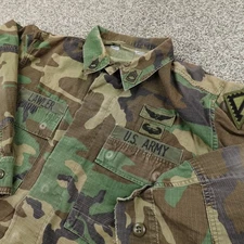 VTG Military Jacket Mens M Green Brown Woodland Camo Combat Coat BDU 80s Army