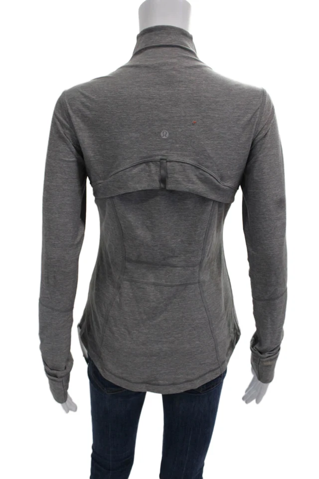 Lululemon Women Gray Nylon Windbreaker High Neck Zip Outdoor Size 8 - Image 3 of 4