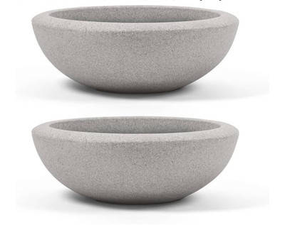 21'' Santorini Bowl Polyresin Indoor & Outdoor Planter with Stone Blend 2 Pack
