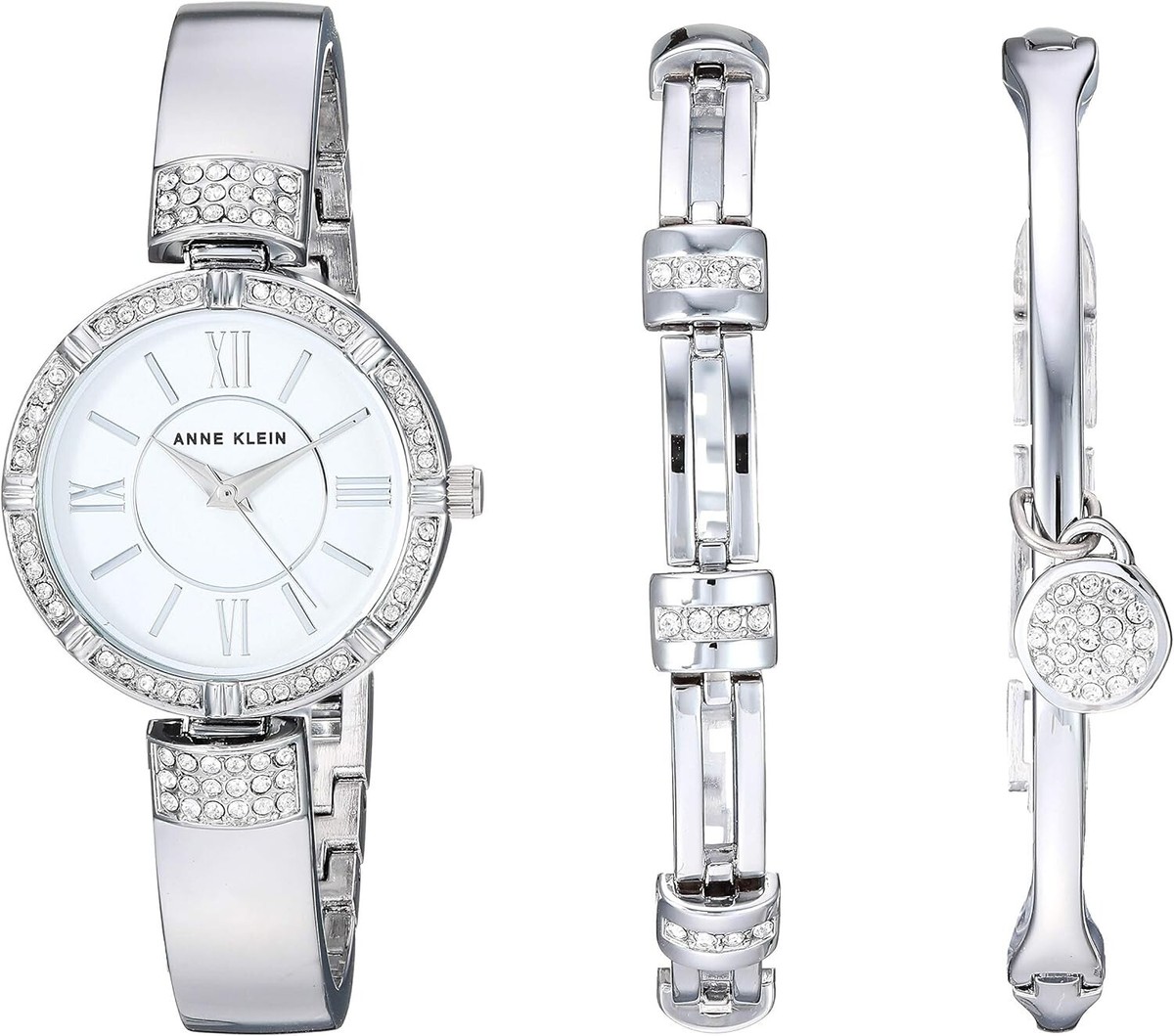 Luxury Crystal-Accented Silver Watch with Adjustable  display picture 1