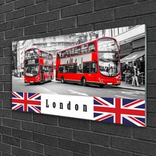 Wall Art 100x50 Glass Picture Print on Glass London Buses Art