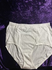 Vintage 90s Hanes Her Way Cotton Hi Cut Womens 9 2XL Panties White Elastic Waist