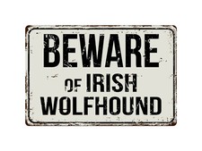332VS Beware Of Irish Wolfhound 8 "x 12" Vintage Aluminum Retro Metal Sign