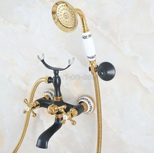 Black Gold Brass Wall Mount Bathroom Tub Clawfoot Faucet w/ Hand Shower ana525