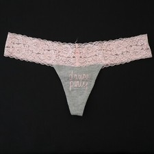 NEW Victoria's Secret VTG PINK Lace Cotton Thong Panty MEDIUM