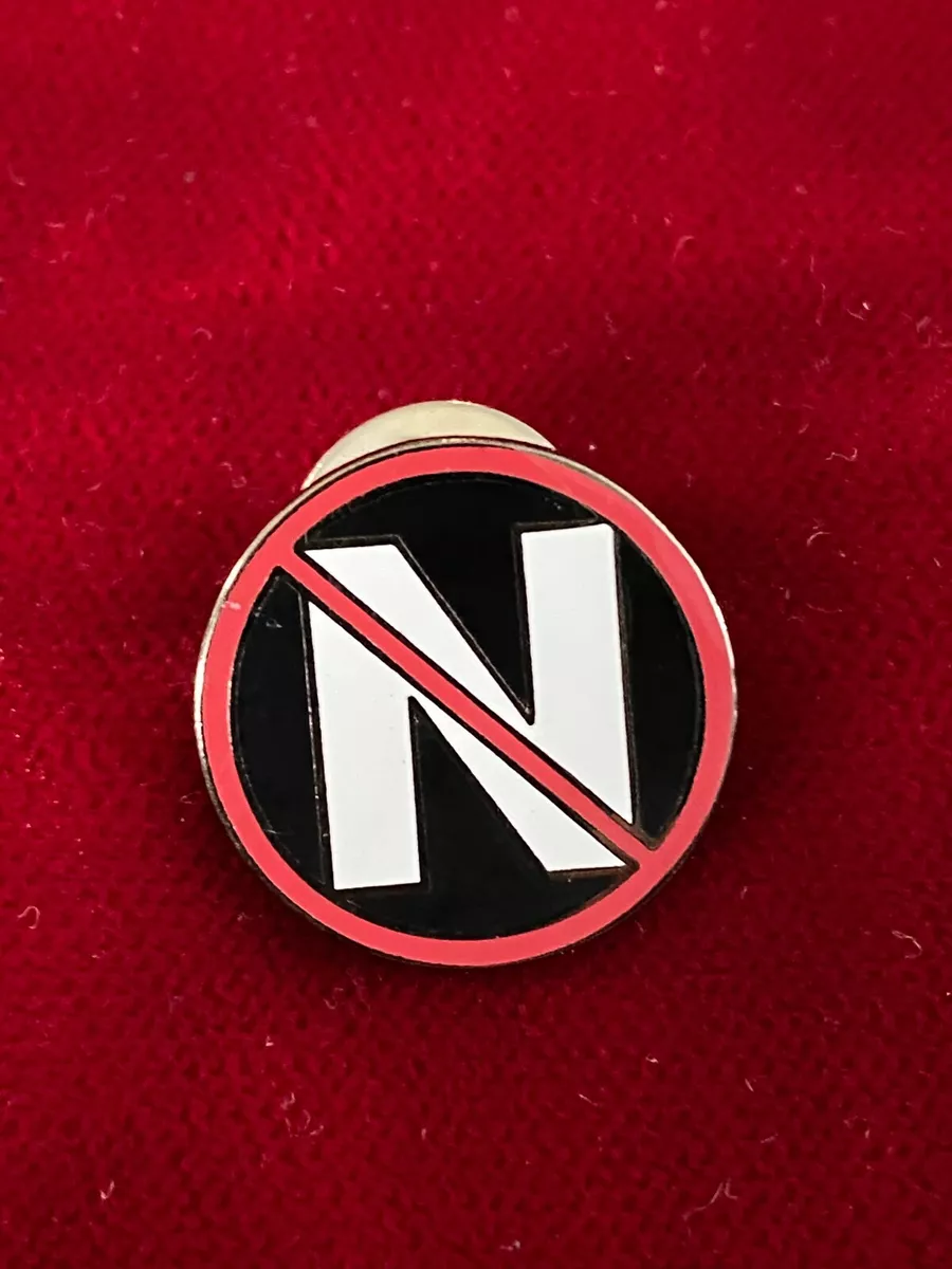 No Red Circle And Slash Symbol Over The Letter N Cloisonné Tie Lapel Pin  .75