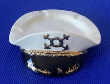 Vintage Ceramic "Commodore Marshall" Captains Hat Ashtray Signed Christine Mottl