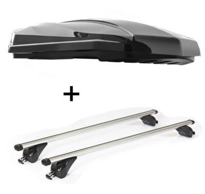 DACHBOX STRIKE440L+Dachträger KING1 112 cm für für Fiat 500 X 5 Türer ab 15