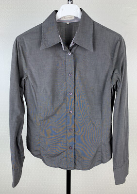 MARCO PECCI Damen Gr. 34 Hemdbluse grau 100% Baumwolle langarm Bluse Shirt 8K8
