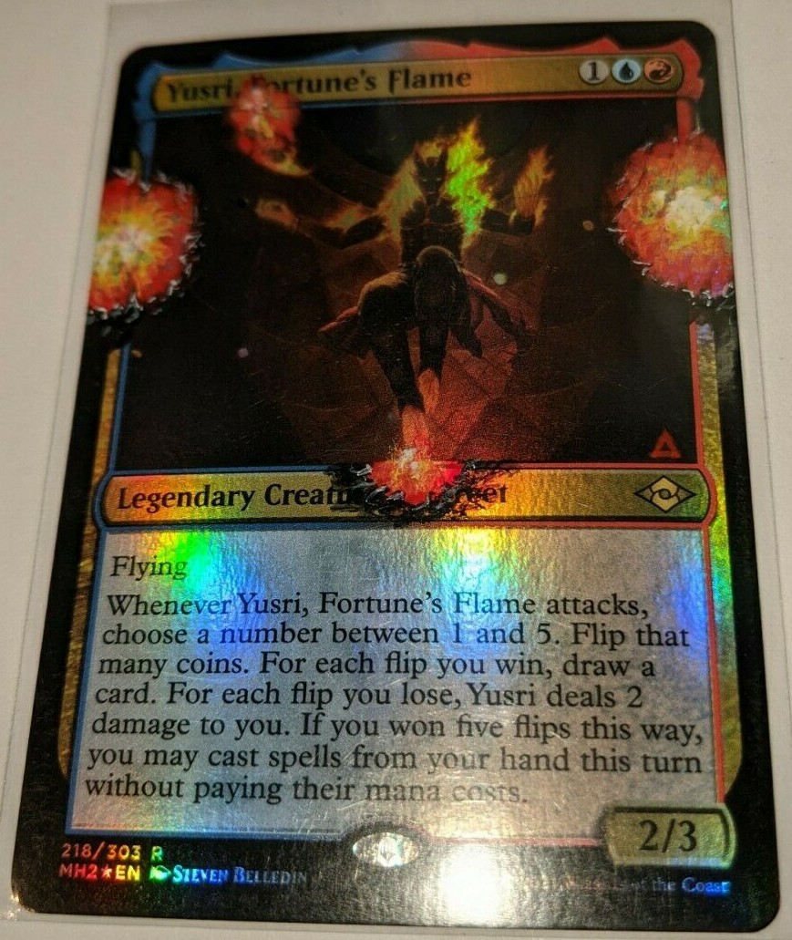 magic painted mtg altered art Foil YUSRI, FORTUNE'S FLAME