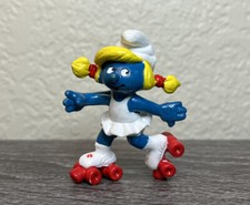 1980 SMURFETTE Schleich PVC Figurine Roller Skates Smurfs 20126
