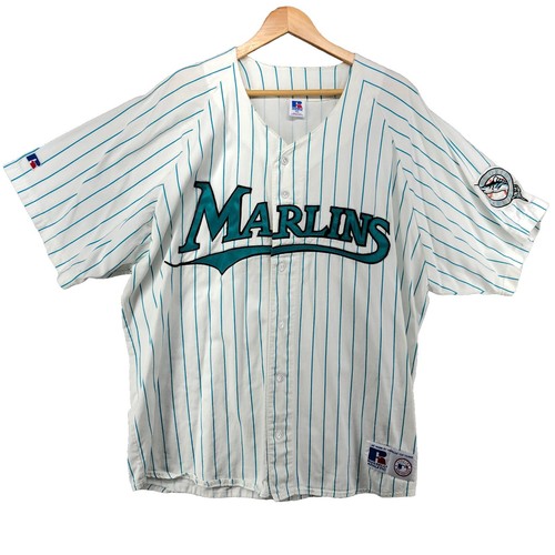 Vintage 90er Jahre Florida Marlins Team Trikot Russell Athletic Herren XXL USA Baumwolle