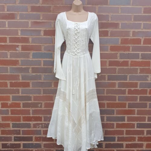 Maxi robe cloche ivoire manche victorienne éclat complet corset corset mariage 12 14 16 - Photo 1/16