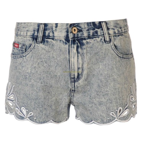 Lee Cooper Cut Out Denim Short Acid 