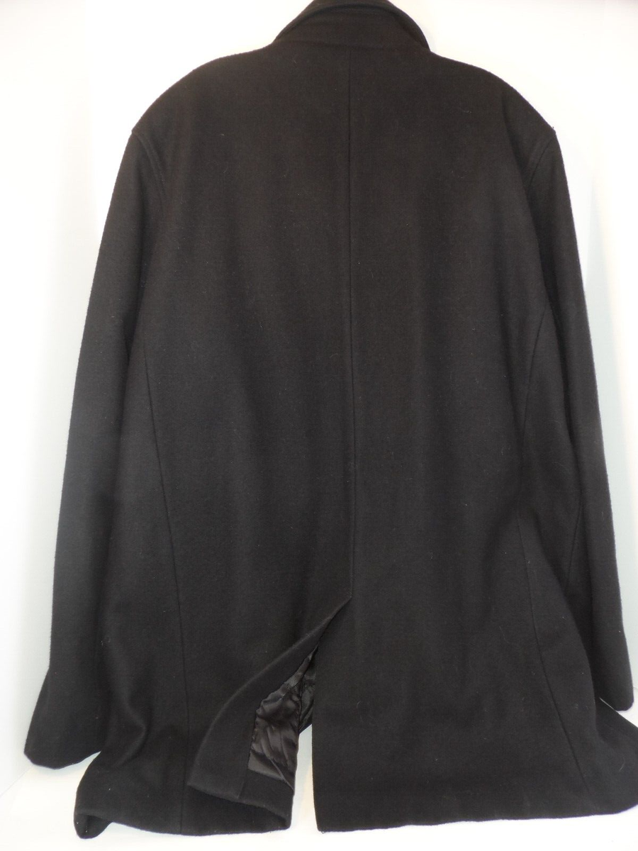 Kenneth Cole Reaction Men's Black Wool Blend Zip/Button Lined Coat