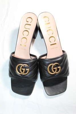 Gucci unisex GG marmont logo sandals flip flops NWB GUCCI Marmont GG Gold Logo Thong Strappy Summer Sandals  main image 2